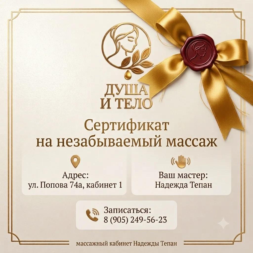 Подарочный сертификат «Душа и Тело»